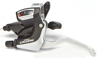 Шифтер/тормозная ручка Shimano DEORE, ST-M590, 3 скор, черн/сереб, троса