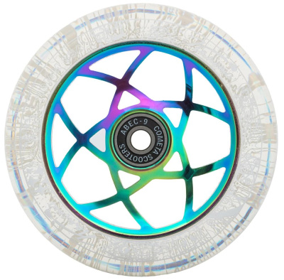 Колесо для ТРЮКОВОГО самоката Комета 110*24мм Атом Прозрачный / Неохром